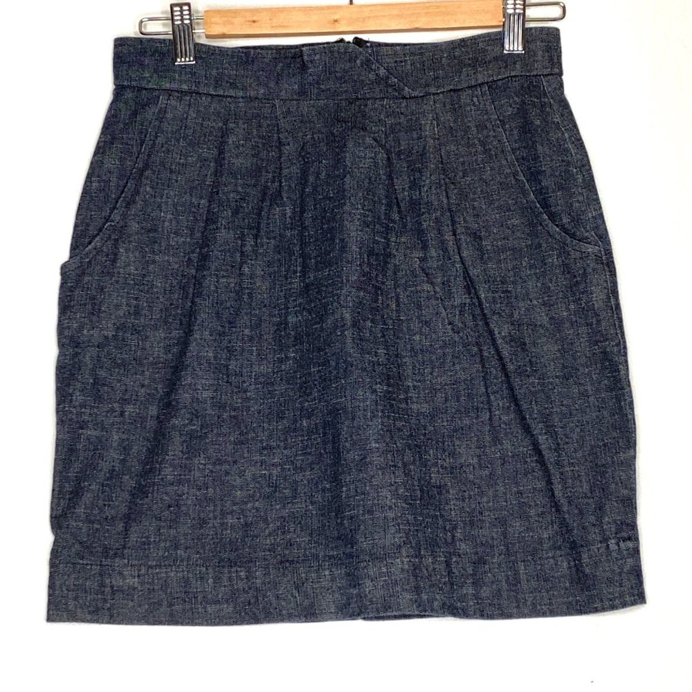 4/$25 Many Belles Down Skirt Pencil Mini Pockets‎ Dark Denim Womens Sz Medium